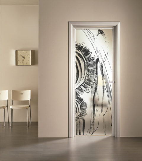 porta a vetro satinato con decoro digitale Jewel